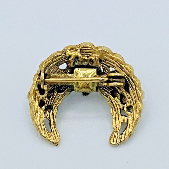 Tacoa Crescent Moon Brooch Vintage Flower Pearl Filigree Celestial Estate Pin - Picture 6 of 8